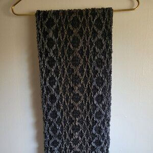 Vintage Long Scarf Both side with different designs Black Grey Size 100X9 1/2